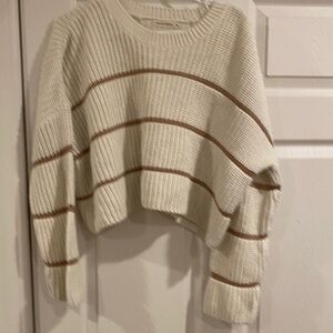 moon & madison Cream and Brown Striped Sweater